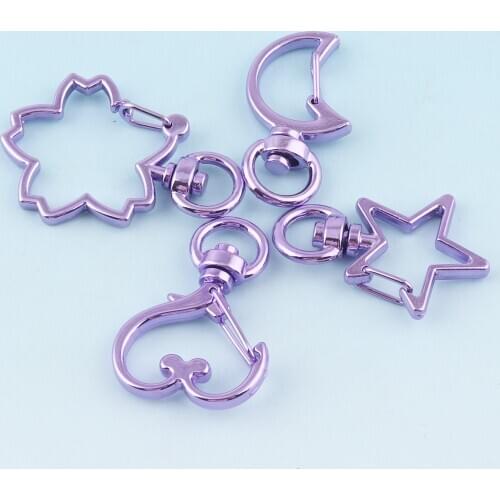 Heart Shape Swivel Clips Colorful Lanyard claw chips Metal Lobster Cute Purple Snap Hook Bag Craft Leather Leash Hardware