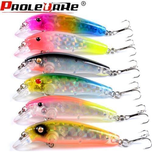 Proleurre Laser Minnow Fishing Lure 70mm 6.5g Swimbait Wobblers with Treble Hooks Crankbait Artificial Hard Bait Fishing tackle