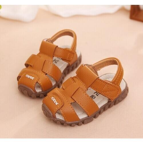 2021 Summer Children Shoes Boys casual Soft Soles Beach Shoes Male Baby Baotou Anti-kick Childrens Sandals PU Summer Sandals