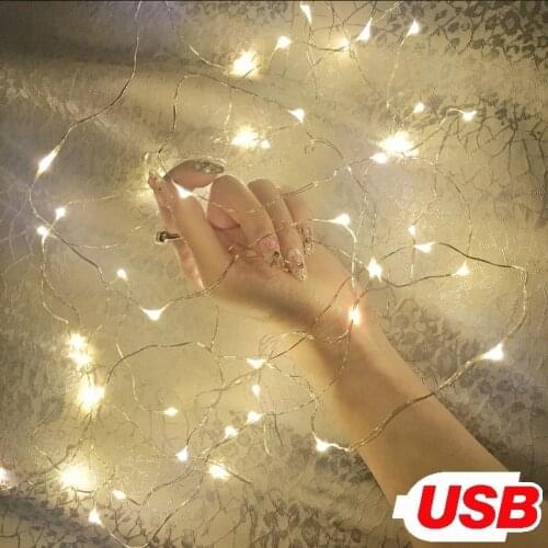 Fairy Light 1M 5M 10M 100 LEDS Starry String USB Lights Fairy Micro LED Transparent Wire for Party Christmas Wedding 6 Colors