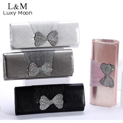 Rhinestones Clutch Bag For Women Bow Evening Bag Wedding Crystal Luxury Designer Bag Small Purse And Handbag Shoulder Bag X463H