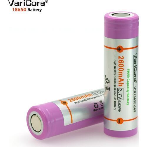 VariCore New Original 18650 ICR18650-26F 2600mAh Li-ion 3.7 V Rechargeable Battery For flashlight batteries