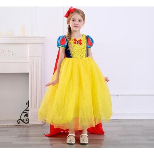 AngelGirl Girls Party Dress For Girl Yellow Dress Kids Snow Halloween Costume Baby Girl Princess Dress Christmas Xmas Dresses