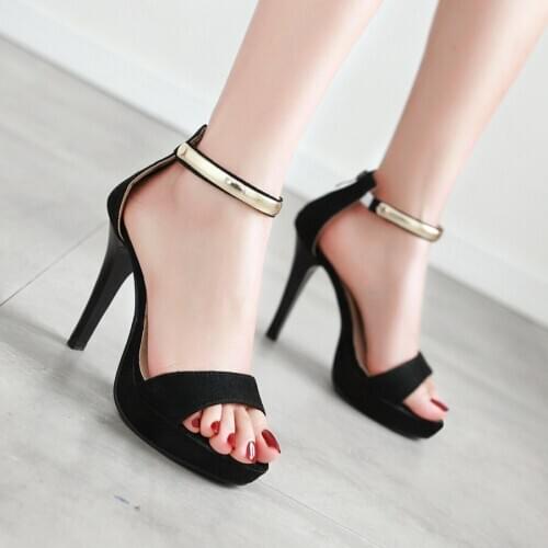 2021Women Platform high heels Sandals Women summer stiletto Open toe Party Ladies shoes Sexy Ankle Strap Black Sandals Size 43