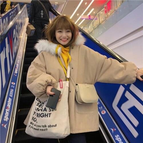 Medium-long Style Parkas Women Thicker with Fur Hooded Womens Korean Sweet Wide-waisted Warm Winter Students Cotton Coat