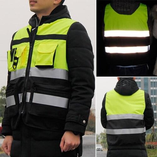 Reflective Strips Vest Traffic Waistcoat Outdoor Multi-pockets 1PC Security Night Riding Generic Reflective Waistcoat
