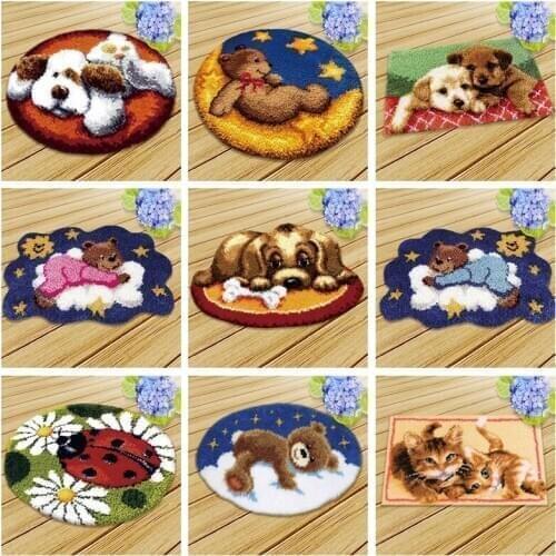 Animal Smyrna Knooppakket Klink Haak Kleed Bloemen Do It Yourself Cross Stitch Pillows Borduurpakket Kussen latch hook Pillow 3D