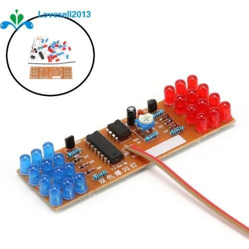 1PCS Red Blue Double Color Flashing Lights Kit Strobe NE555 + CD4017 NEW