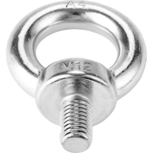 1pc M12 Marine Grade 316 Stainless Steel Eyebolt Lifting Eye Bolts Ring Screw Loop Hole Bolt For Cable Rope Lifting Boat Fitting