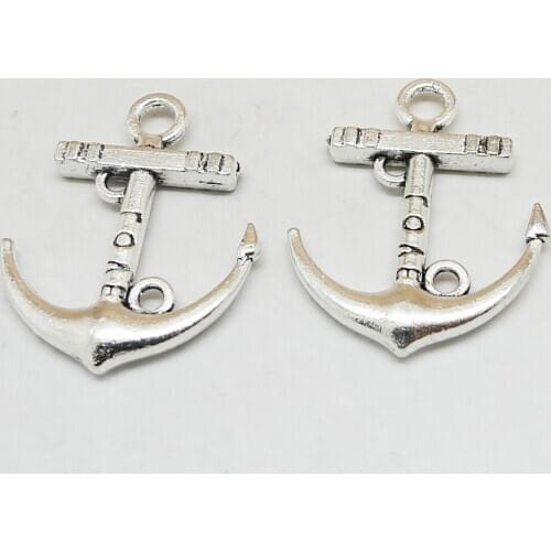 10PCS 23x19MM DIY Vintage Silver Plated Anchor Charms For Necklace Bracelet Earring Keychain Alloy Jewelry Accessories Wholesale