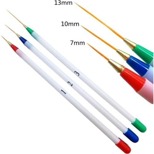 3PCS/Set Acrylic Gel UV Painting Brush Nail Art Drawing Brush French Design Manicure Tools Pe