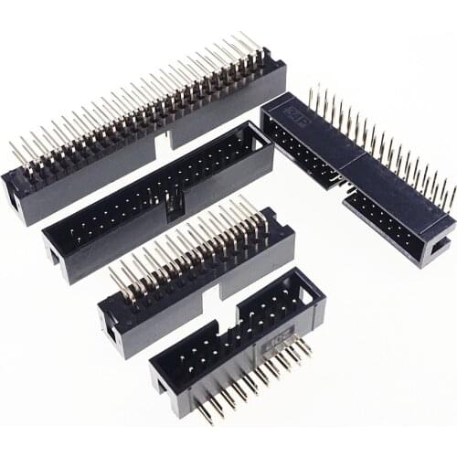 5 pcs 2.54 mm Box header DIP 6 8 10 12 14 16 18 20 24 26 30 40 44 50 60 64 Pin Shrouded Male Through Holes Angled IDC Socket IPC
