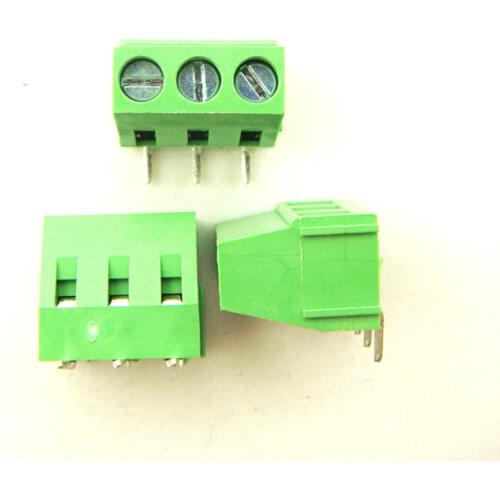 Free Shipping 100PCS 128-5.0-3P Screw 3Pin 5.0mm Bend Pin PCB Screw Terminal Block Connector(300V/15A)