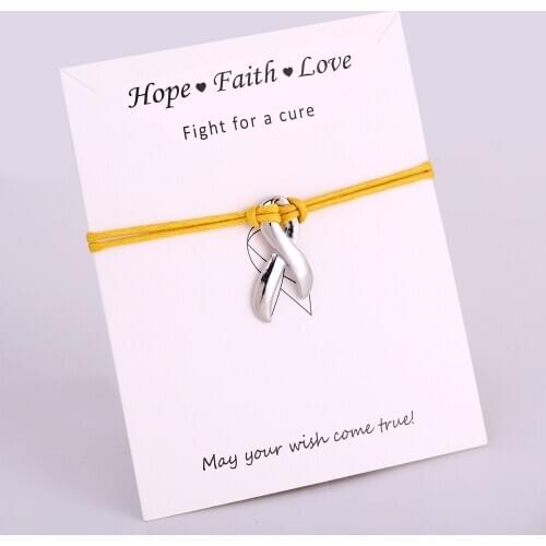 Fighter Breast Cancer Awareness Yellow Ribbon Charm Bracelets Faith Hope Love Women Jewelry Wholesale Drop Shipping