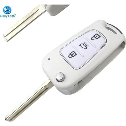OkeyTech for Kia Car Key Shell Cover Case Fob Flip Folding Uncut Blade Blank for Sportage Picanto 3 Rio K2 K5 Cerato Ceed Soul