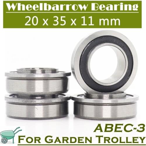 F6003 Wheelbarrow Bearing ABEC-3 20x35x11mm 4Pcs Push truck Garden Trolley 20 Garden Cart Wheel Flange Ball Bearings