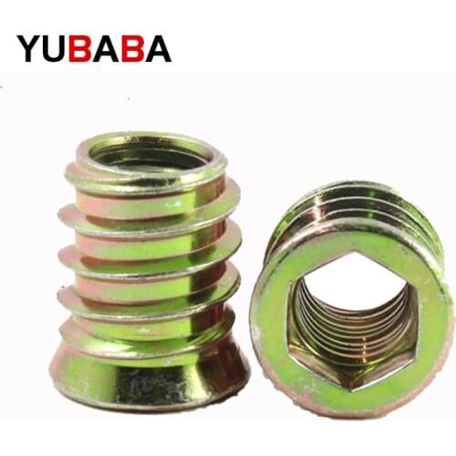 10pcs M6 M8 M10 Zinc Alloy Iron Inside Carbon Steel Hex Socket Drive Insert Nuts Threaded For Wood Furniture