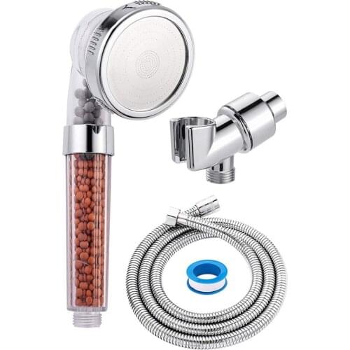 Bathroom 3-Function SPA shower head with switch on/off button high Pressure Anion Filter Bath Head Water Saving Shower