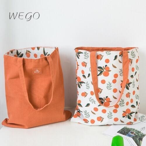 Shopping bag floral pattern double-sided use handbag cotton and linen pocket handbag shopping storage bag sundries bag