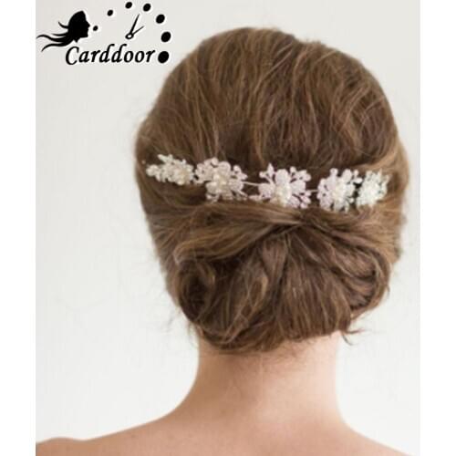 Carddoor Classic Wedding Hair Vine Bridal Hair Jewelry Accessories Headpieces Women Pearl Headbands Tiaras and Crowns Gift