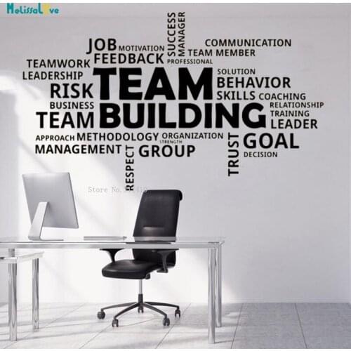 Team Building Word Quote Office Wall Sticker Decals Inspirational Home Decoration Company Hall Art Removable Murals YT1235