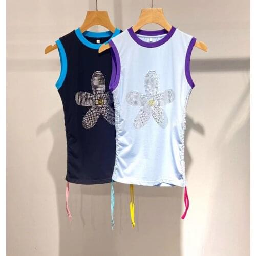 Cosmicchic Women Vest Summer 2021 Beading Runway Designer Pullover Sleeveless Shirt Fashion Ladies Outwear