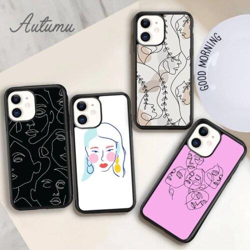 Line Face Phone Case for iPhone 11 12 Pro Max mini X XR XS SE 2020 5 6S 7 8 Plus Samsung Galaxy S8 S9 S10 Cover shell