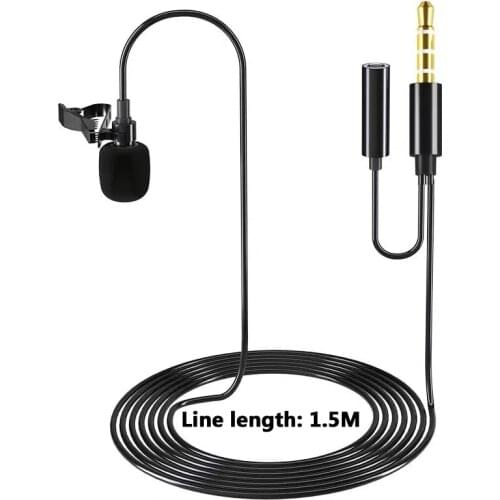 Mini Portable 1.5m Lavalier 3.55mm Microphone Condenser Clip-on Lapel USB Mic Wired Mikrofo/Microfon for Phone for Mac Laptop PC
