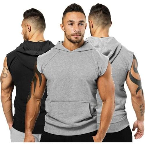 Mens Sleeveless Pullover Gillet Hoodie Hooded Sweatshirt Lightweight Hoody Top