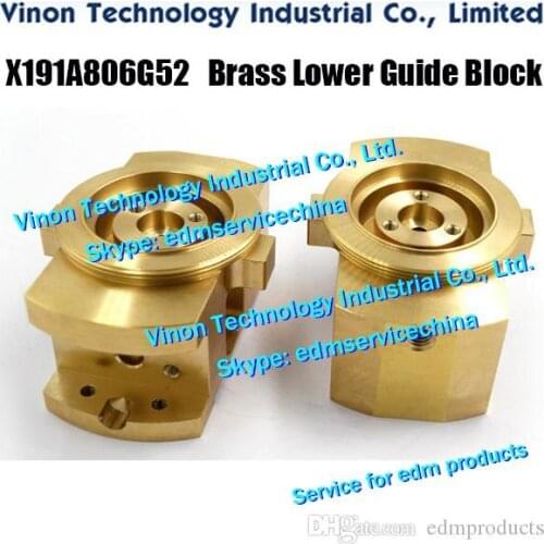 MV Power Feed Holder (Brass) 68.5*51*35.2tmm X191A806G52 for Mitsubishi DWC-MV1200,MV2400 machine. Lower Brass Dies Guide Block