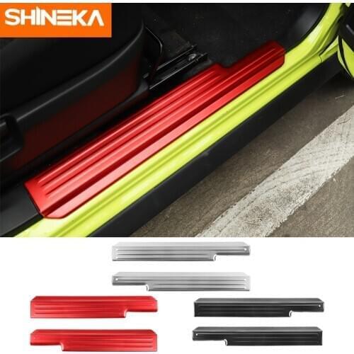 SHINEKA Car Door Sill Scuff Plate Guard Threshold Cover Nerf Bars Running Boards For Suzuki Jimny 2019 2020 Exterior Accessories