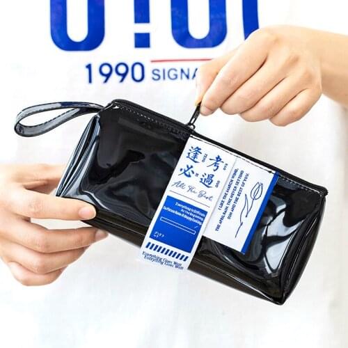 Yoofun Pencil Bag Transparent Pencil Case PVC Pencil Box With Zipper Unique Tag Design Office School Supplies Stationery