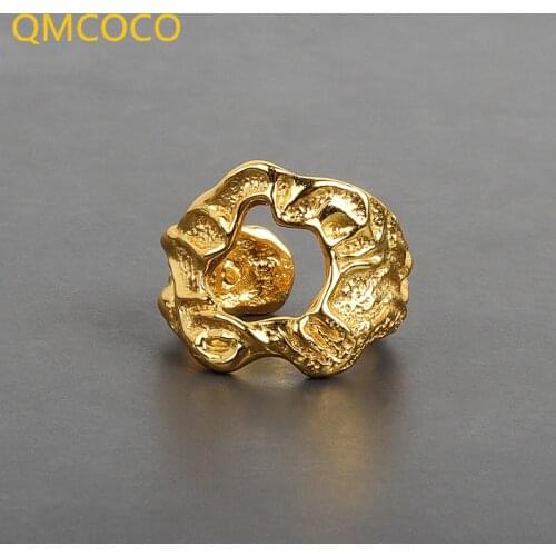 QMCOCO 925 Sterling Silver Rings for Women Bumps Vintage Wedding Trendy Jewelry Large Adjustable Antique Rings
