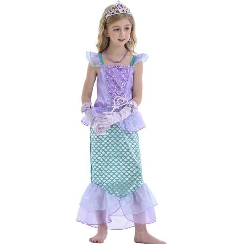 Girls Halloween Anime Cosplay Cloth Mermaid Princess Dress Sand Pool Swimsuit Holiday Party Skirt Vestido Perform Prop Costume