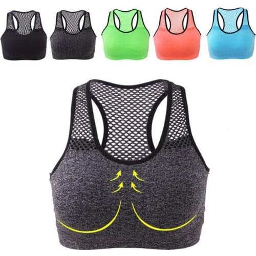 Mesh Breathable Sports Bra Women High Stretch Wire Free Padded Top Seamless Fitness Vest Absorb Sweat Running Yoga Underwear H24