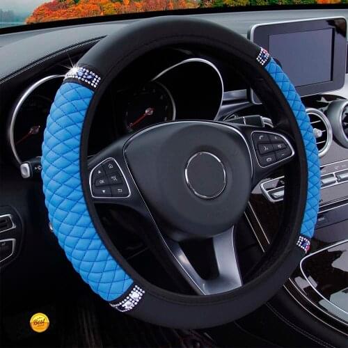 Bling Bling Crystal Car Steering Wheel Cover,Easy Install Vehicle Hubs Not Moves Pu Leather Steering-Wheel Case For Lada E1 X45