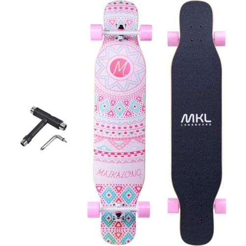 Skateboard Longboard 43.3" Double Kick 4-Wheel Concave ABEC-11 Bearing Longboard Skateboard Beginner Girls Kids Gift