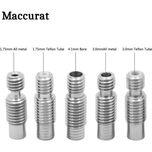 3D Printer E3D V6 Heat Break Hotend Throat For 1.75/3.0/4.1mm All-Metal / with PTFE, Stainless Steel Remote Feeding Tube Pipes