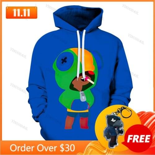 Shark Leon Shooting Game 3d Sweatshirt Browlerss Boys Girls Tops Hoodies Teen Clothes Shooter Thin Childrens Wear Kids Hoodie