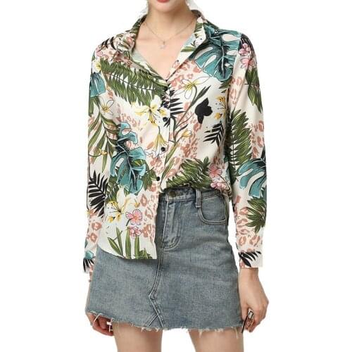 2020 spring summer new blouse women fashion casual printing long sleeve chiffon women shirt plus size trend lapel shirts women