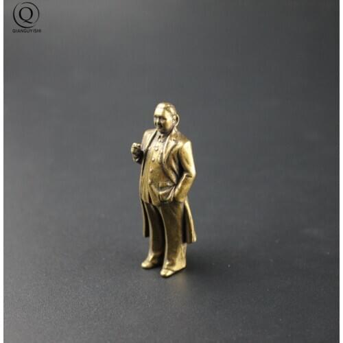 Vintage Brass Mini Deng Xiao Ping Great Leader Figurines Key Chain Pendant Reform and Opening Up Chinese Decorations Jewelry