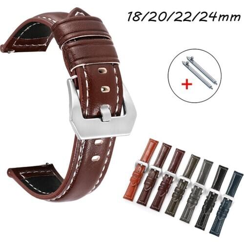 Vintage Leather Watchbands 7 Colors Belt 18mm 20mm 22mm 24mm Women Men Oil Wax Leather Watch Band Strap Watch Accessories