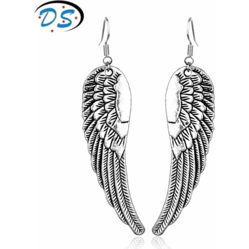 Vintage Accessory Supernatural Castiel Angel Wings Charm Pendants Earrings for Women Drop Earrings Bijouterie