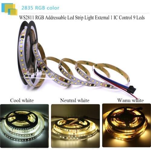 WS2811 2835 126LED/M DC12V White/ Warm White Single Color Pixel Addressable LED Strip Flexible Digital Led Tape 5M