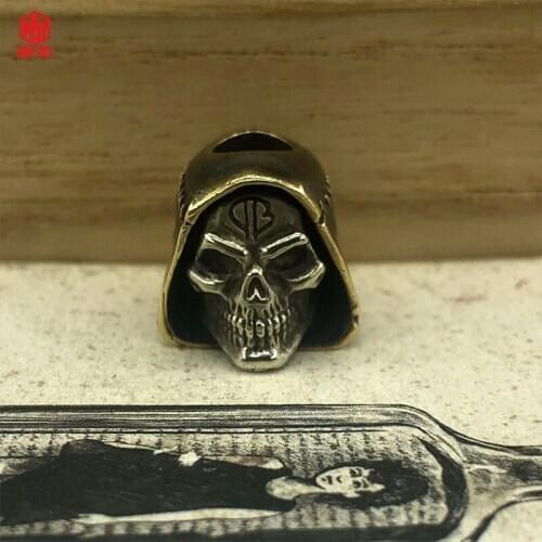 1PC Cupronickel Skull Retro Brass Paracord Knife Beads EDC Outdoor Pocket Tools Paracord Bead Pendant