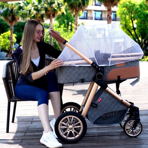 2020 Luxury Baby Stroller 3 in 1 with Car Seat Portable Reversible High Landscape Baby Stroller Hot Mom Stroller Travel Pram