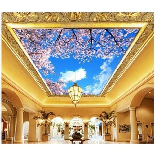 3d customized wallpaper Floral Sky Zenith Design 3d ceiling murals wallpaper Home Decoration