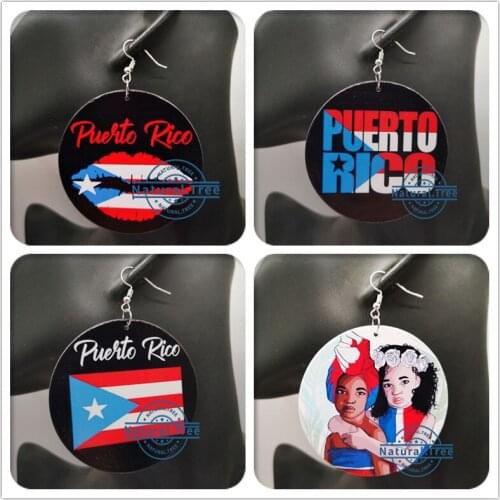 Free Shipping! Round Puerto Rico Wooden Earrings