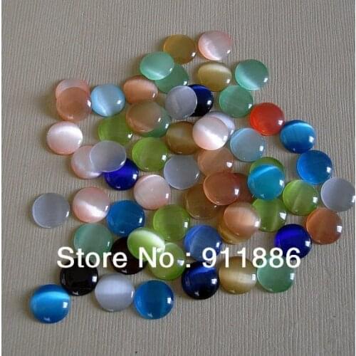 Free Shipping Mix Color 1000Pcs/Lot 10MM Cats Eye Glass Cabochon Half Round Beads Accessories For Charm Jewelry DIY