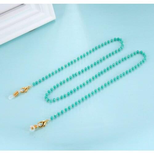 Teamer Green Beads Glasses Chain Face Mask Holder Necklace Metal Eyeglasses Lanyard Sunglasses Strap Hanging Neck Holder